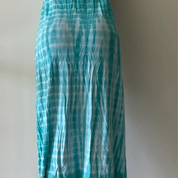 UPSTYLE Teal Blue Tie-dye Sleeveless Sweetheart Smocked Maxi Dress Size M - Picture 3 of 7